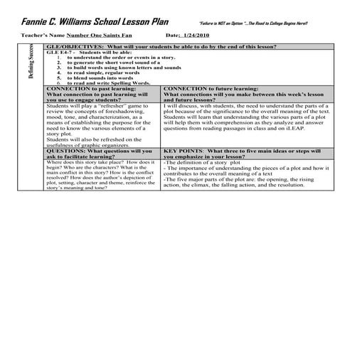 Sample lesson plan 2010 2011[1st]
