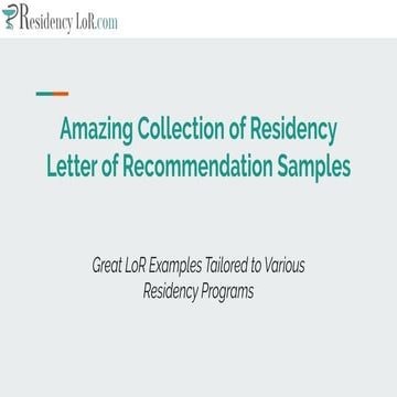 Amazing Collection of Residency Letter of Recommendation Samples | PDF