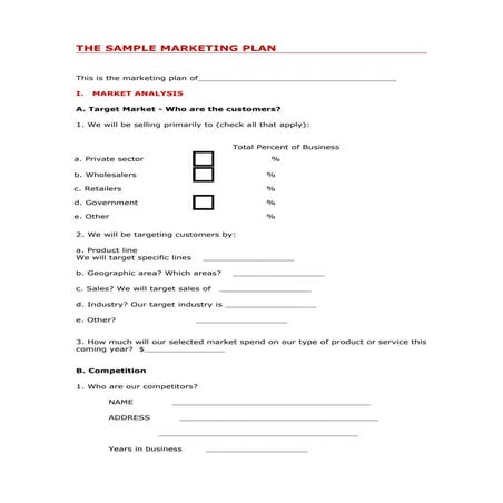 Sample marketing plan