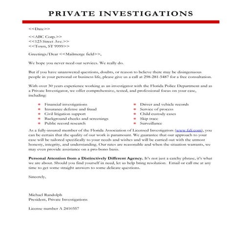 Sample Marketing Letter