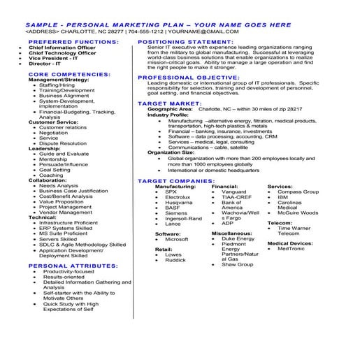 Sample Marketing Plan