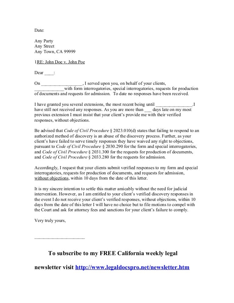 Sample California Meet And Confer Letter Sample California Meet And Confer Letter