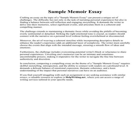 Sample Memoir Essay
