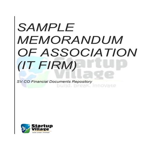 Sample Memorandum of Association (IT Firm)