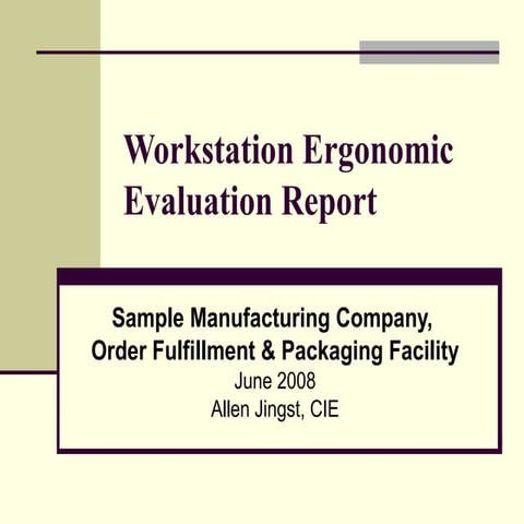 Sample Mfg Company Ergo Eval Summary