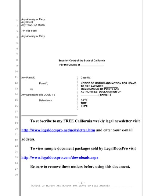 Sample motion for consolidation of cases in California | DOC | Legal ...