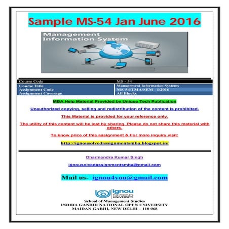 MS-54 JAN JUNE 2016 SOLVED ASSIGNMENT