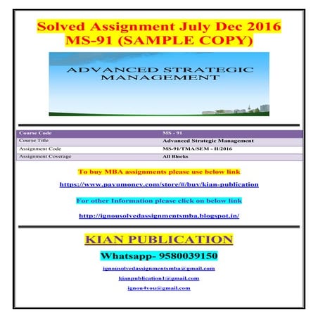MS-91 JULY DECEMBER 2016 SOLVED ASSIGNMENT