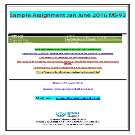 MS-93 JAN JUNE 2016 SOLVED ASSIGNMENT