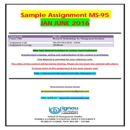 MS-95 JAN JUNE 2016 SOLVED ASSIGNMENT