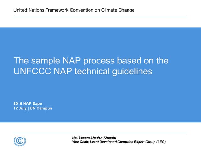  The sample NAP process based on the UNFCCC NAP technical guidelines