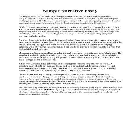 Sample Narrative Essay. 006 Personal Narrative Essay Example High ...