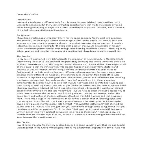 Sample negotitation paper