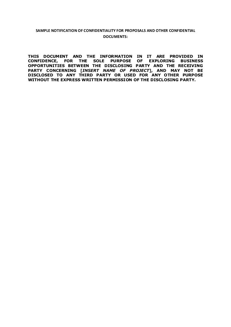 Sample Notification Of Confidentiality For Presentations