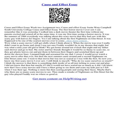 Sample Of A Cause And Effect Essay