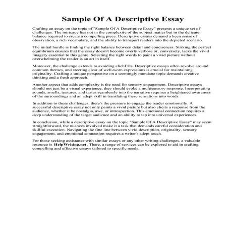Sample Of A Descriptive Essay