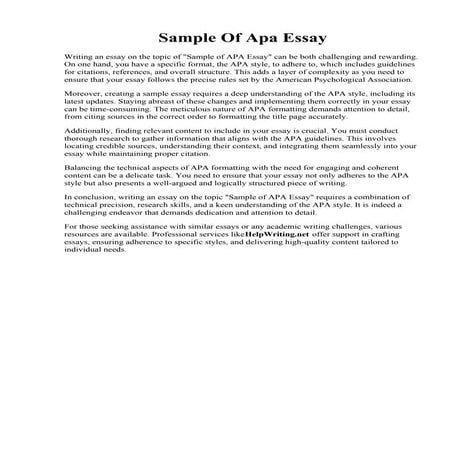 Sample Of Apa Essay. Sample APA Essay Paper Writing Service - Expert ...