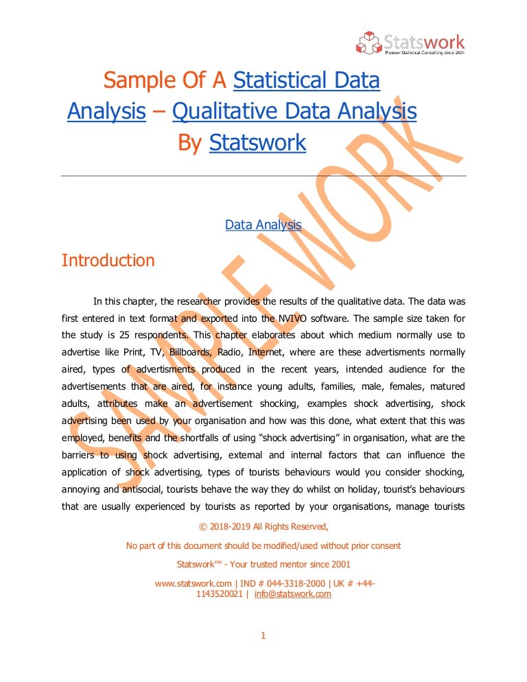 Sample Of A Statistical Data Analysis – Qualitative Data Analysis By