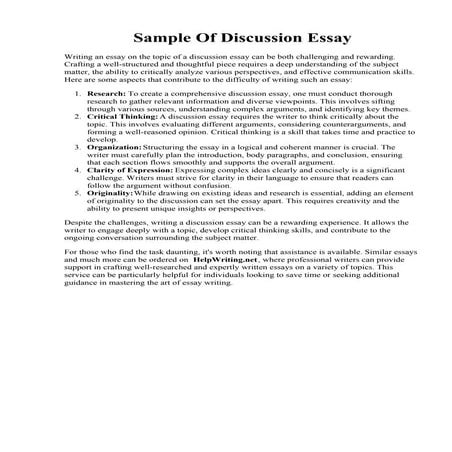 Sample Of Discussion Essay. Discussion Essay Example | PDF | Endocrine ...