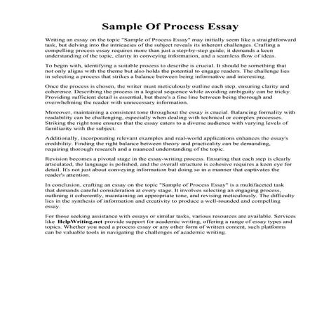 Sample Of Process Essay | PDF | Homework and Study | Education