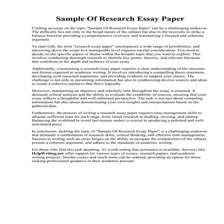 Sample Of Research Essay Paper. How to Write a College Paper Paperstime ...