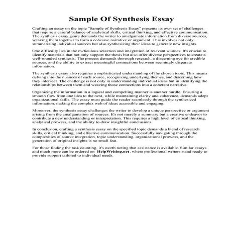Sample Of Synthesis Essay
