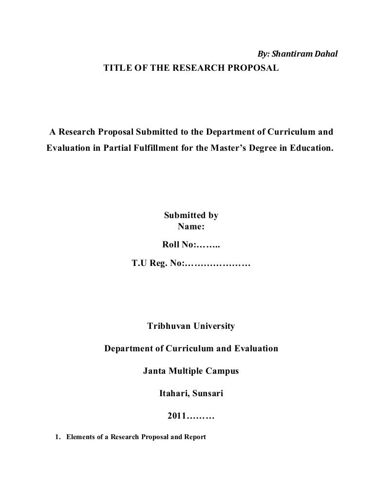 Detailed outline of Research Proposal