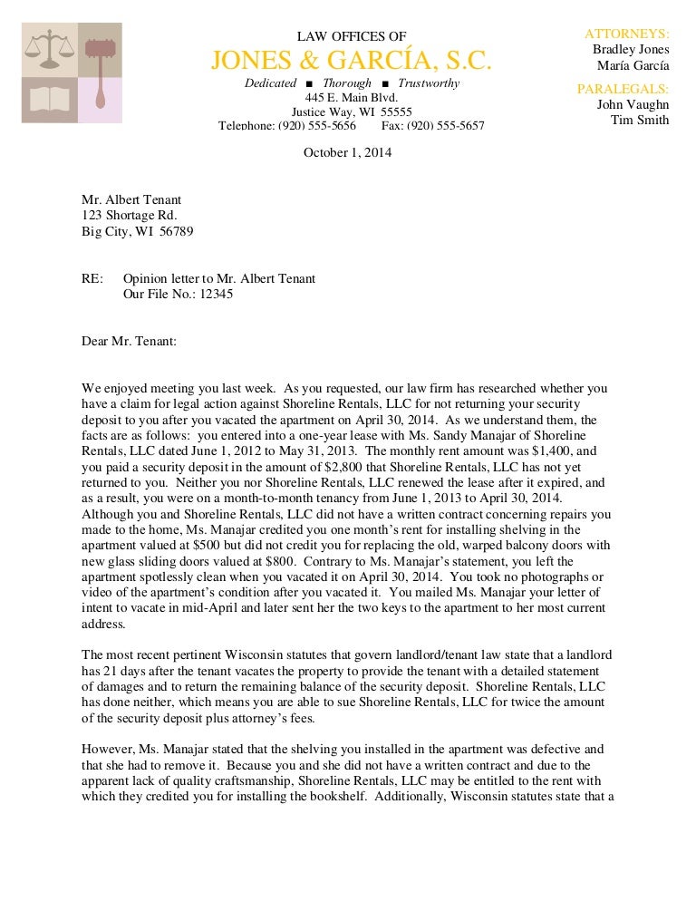 sample opinion letter letter example