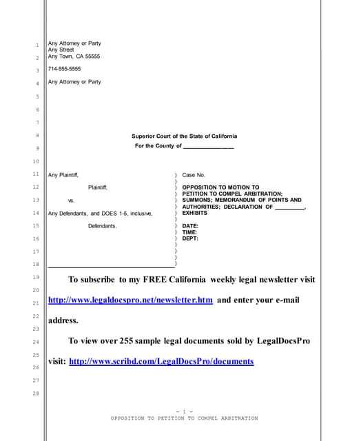 Sample motion for consolidation of cases in California | DOC | Legal ...