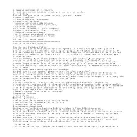 Sample outline of a companies hr policy