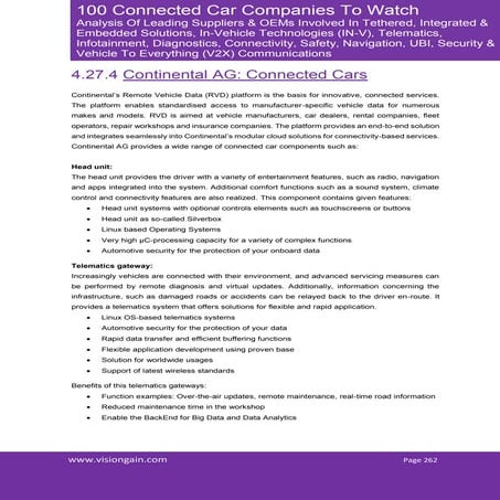 Visiongain publishes report on: The 100 connected car companies to watch