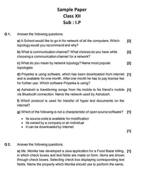 Computer Science(083) Python Pre Board Exam 1 Sample Paper Class 12 | PDF