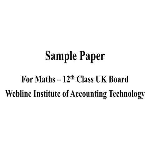 Sample paper for maths   12th class uk board