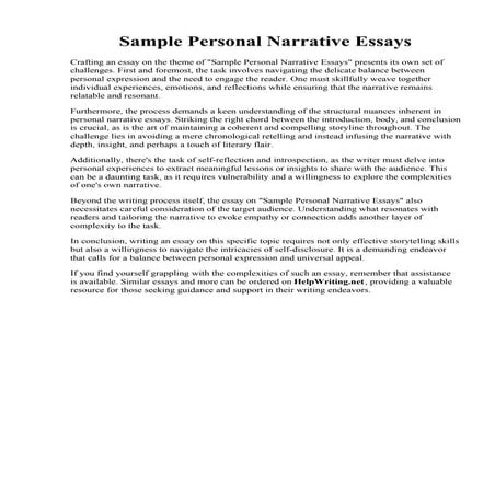 Sample Personal Narrative Essays. Personal Narrative Essay Sample  Templates ...