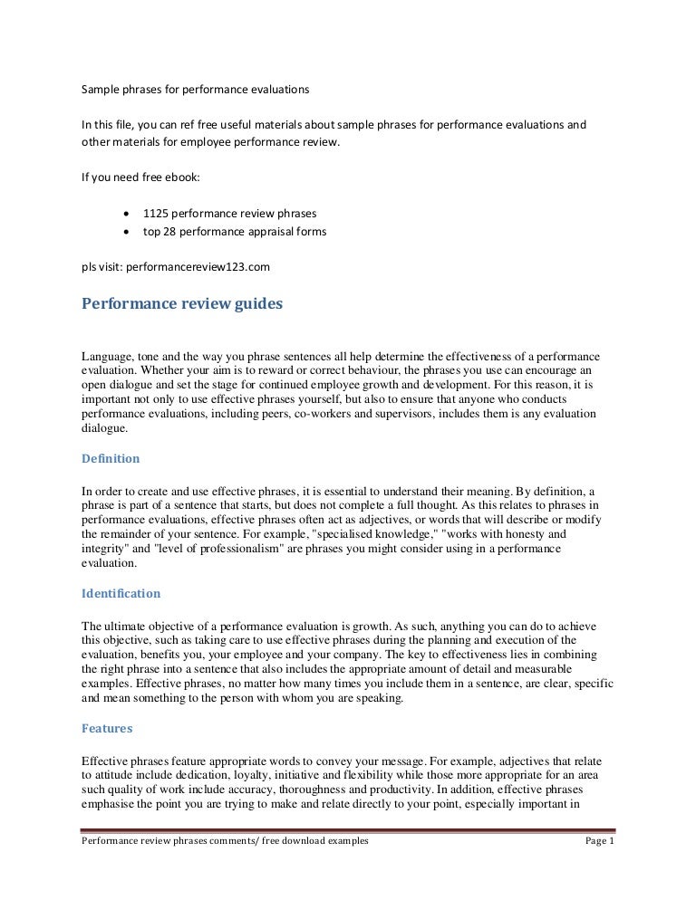 words for performance review