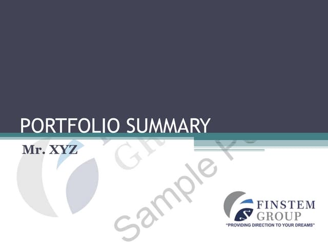 “ Sample Portfolio, The Finstem Way “  