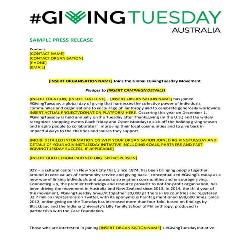 Sample press release