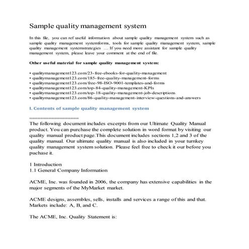 Sample quality management system
