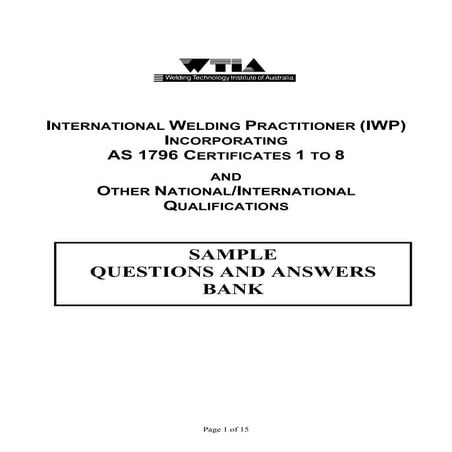 Sample questions and answers for iwp examinations
