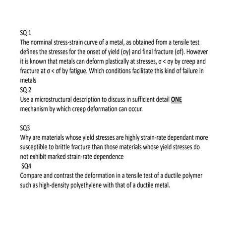 Sample questions mechanical properties