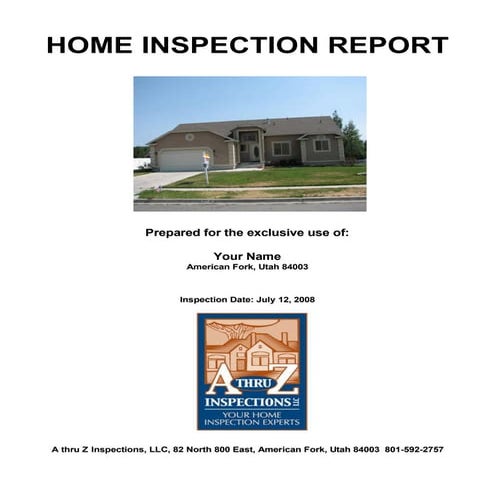 A thru Z Inspections Sample Report 2010