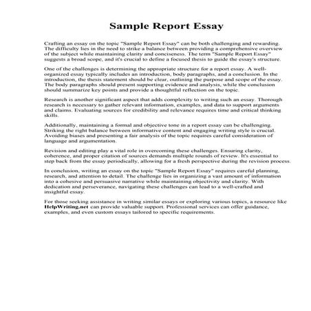 Sample Report Essay