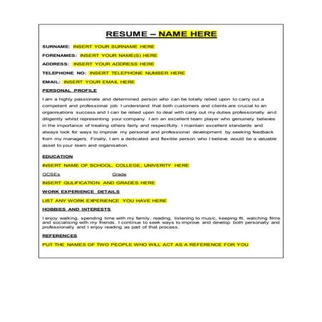 Sample resume + covering letter
