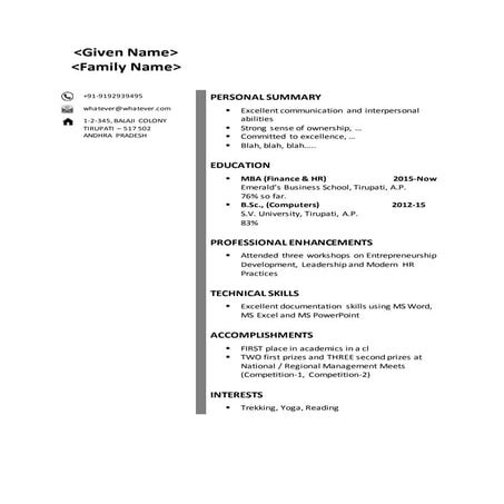 Sample Resumes