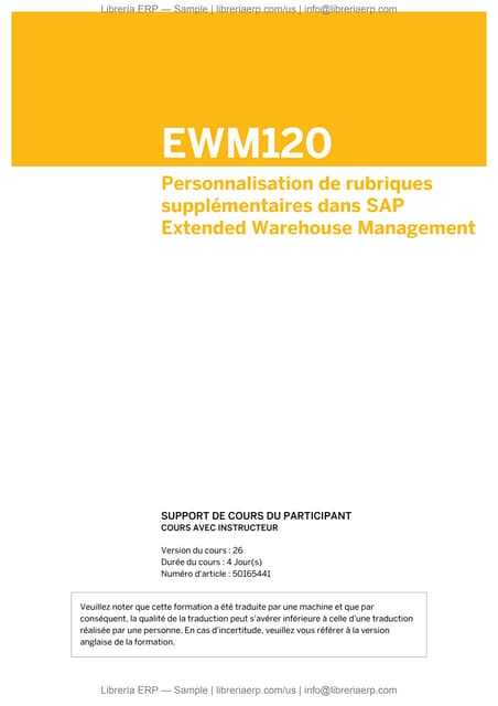 Personnalisation de rubriques supplémentaires dans SAP Extended Warehouse Man...