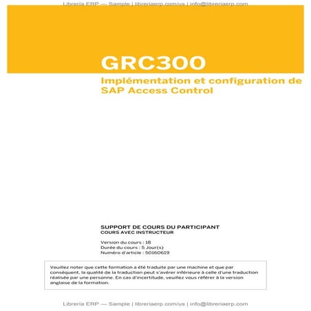 Implémentation et configuration de SAP Access Control, GRC300 Col18