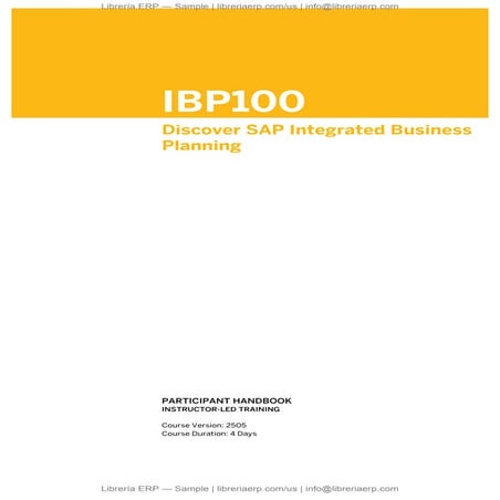 IBP100 Col2505 Discover SAP Integrated Business Planning