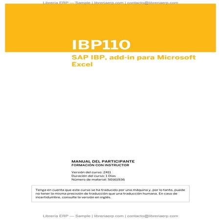 IBP2110 Col2502 SAP IBP, add-in para Microsoft Excel | PDF
