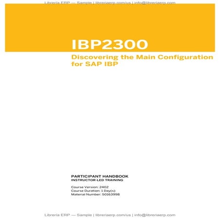 IBP2300 Col2402 Discovering the Main Configuration for SAP IBP