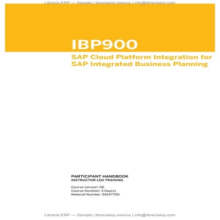 IBP900 Col06 SAP Cloud Platform Integration for SAP Integrated Business Planning